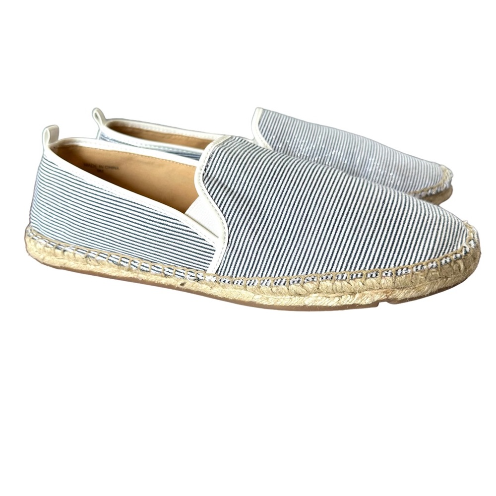 Talbots Izzy Espadrilles Black And White Shimmer Stripes Size 9